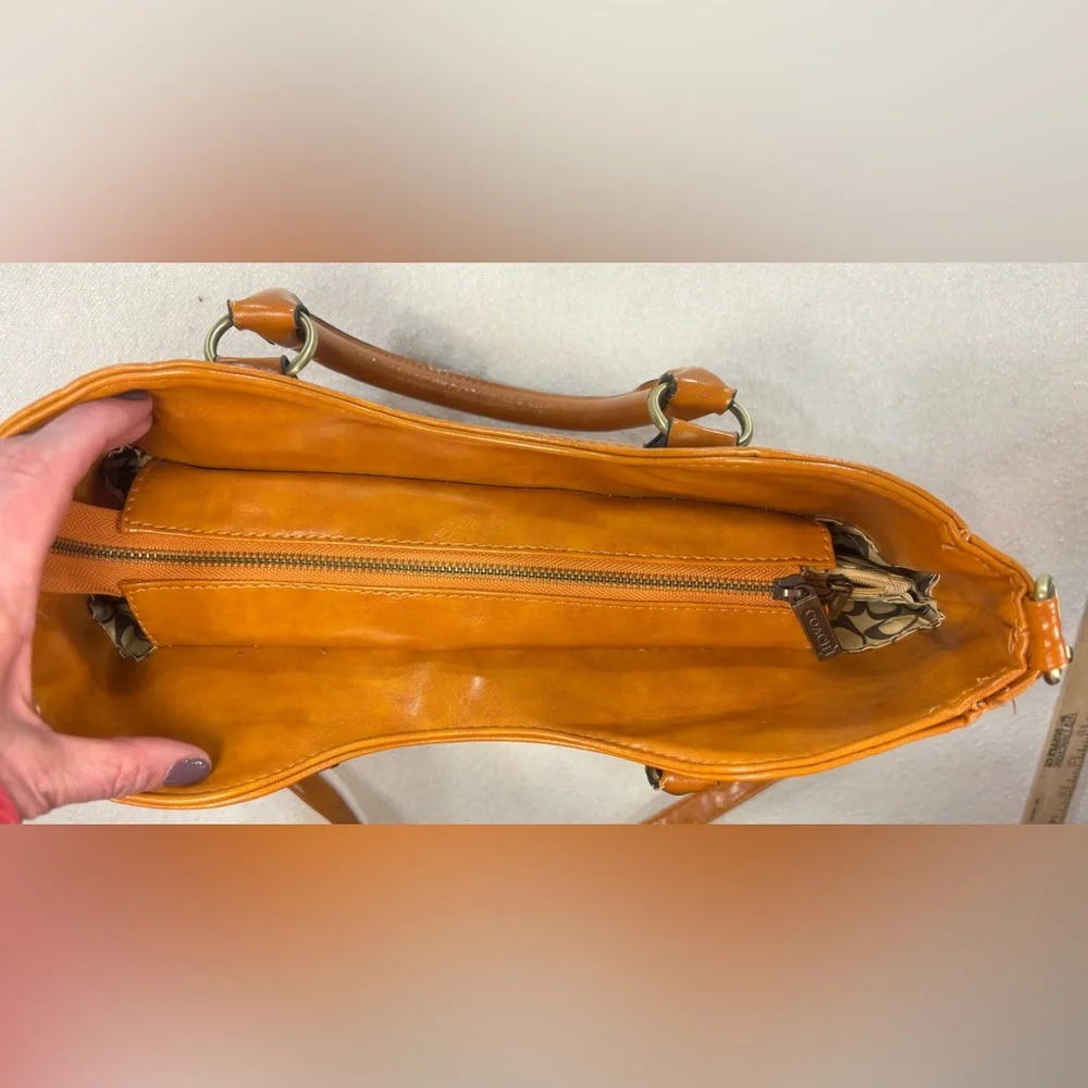 Coach Ashley Cognac Leather Satchel Crossbody Shoulder Bag Horse Carriage - Picture 13 of 15